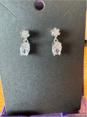 Moissanite Silver Drop Earrings - Brand New